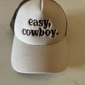 Altar'd State White & Brown 'easy, cowboy.' Embroidered Trucker Hat